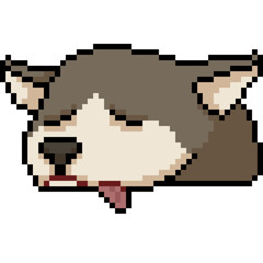vector pixel art husky face expression © Saphatthachat