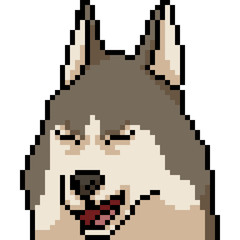 vector pixel art husky face expression