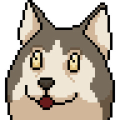 vector pixel art husky face expression