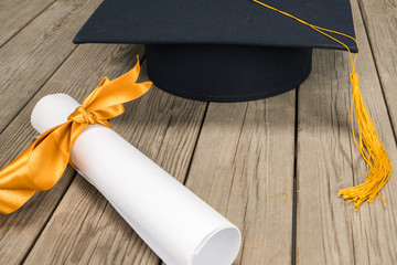 Black Graduation Cap with Degree, diploma