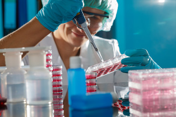 female technician in laboratory of genetics - reprogenetics