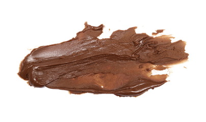 Creamy chocolate spreading isolated on white background, with clipping path, top view