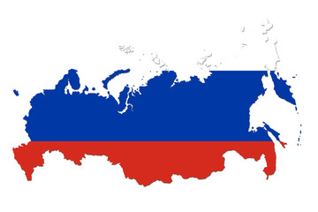 Map Of Russia With Flag and Name Of The Country On It 3D Illustration