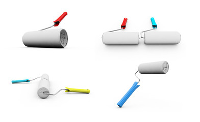 Paint roller isolated on white background 3d render