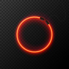 Glowing Neon effect. Shining abstract Circle. Night club or bar concept on dark background. editable vector. Glowing frame. Vintage electric symbol.