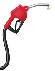 Fuel nozzle with drop. Realistic vector 3d illustration