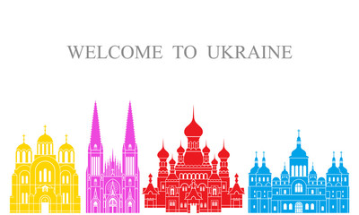 Obraz premium Ukraine set. Isolated Ukraine architecture on white background