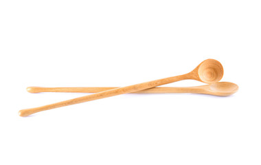 wood spoons on white background