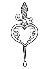Graphic heart and knife
