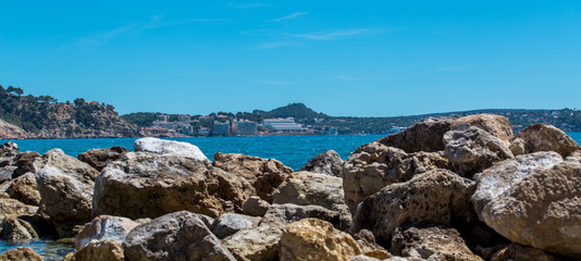 Mediterranean Sea stone beach. Spain