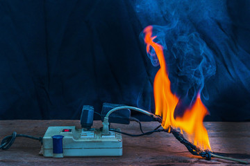 Electrical failure resulting in electricity wire burnt, Overuse.