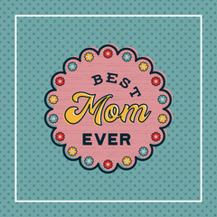 happy mothers day greeting card with blossom flowers on dotted background
