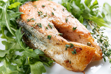 Roasted atlantic salmon .