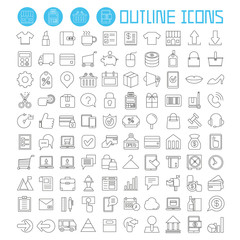 e commerce and internet shopping icons set, marketing icons, outline theme vector icons