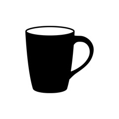 Cup vector icon. Illustration on a flat design stylle in black and white colours. Suitable for menu in coffee-shop , cafe