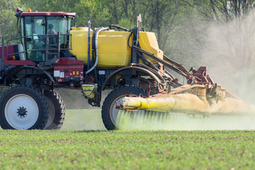Obraz premium Spring chemical treatment of cereals, close up