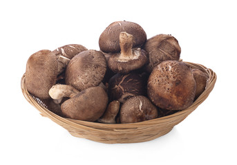 dried shiitake mushrooms in basket