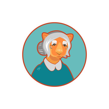 Vector old tigress character. Icon.