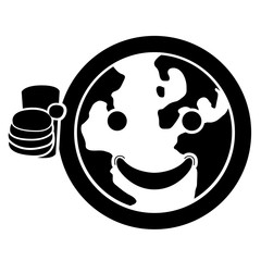 Happy globe silhouette