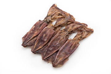 Dried squid on isolated white background


