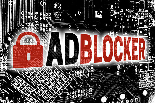 Adblocker mit Leitplatine Konzept Hintergrund