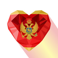 Crystal Montenegrin heart flag of Montenegro. 