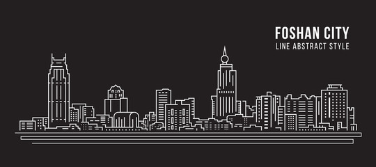 Fototapeta premium Cityscape Building Line art Vector Illustration design - Foshan city