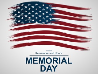 Illustration for Memorial Day.  Illustration with U.S. flag.