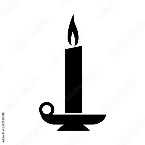 "Black silhouette illustration of a candle. Isolated on white" Stock