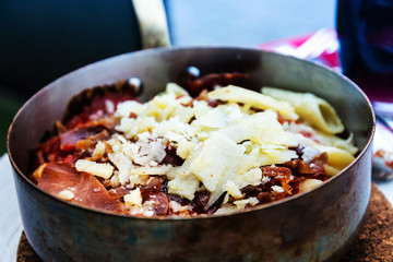tasty penne with Meat ball and tomato sauce