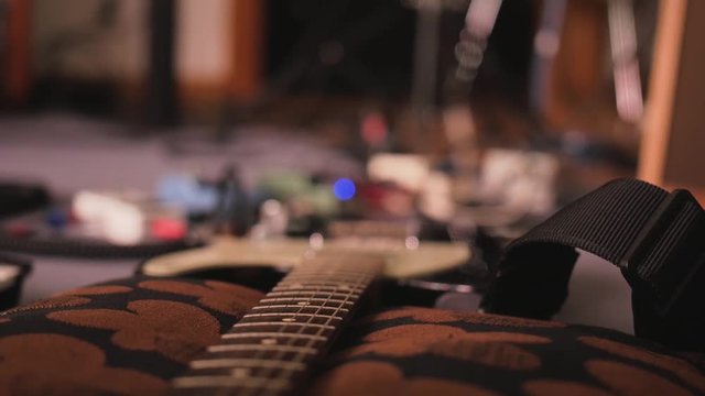 Close up of a Fender guitar with guitar pedals.
Original Author: Danny Feng
www.hellodannyfeng.com