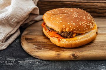 Cheese burger - American cheese burger with fresh salad