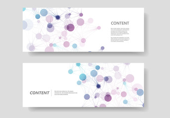 Fototapeta premium Abstract banner with molecular connection and technology network cells