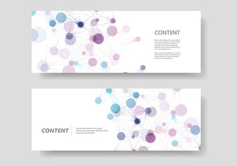 Abstract banner with molecular connection and technology network cells