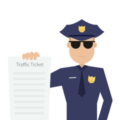 road patrol officer is holding traffic ticket