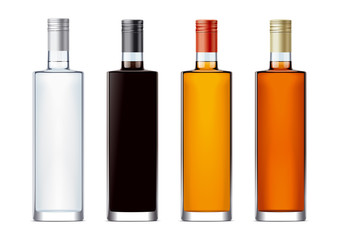 Blank bottles for alcohol drinks