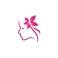 beauty logo vector template. woman silhouette vector icon illustration