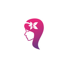 Obraz na płótnie Canvas beauty logo vector template. woman silhouette vector icon illustration