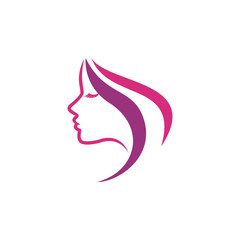 beauty logo vector template. woman silhouette vector icon illustration