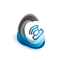 Old fashioned phone button, call center support icon