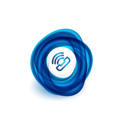 Old fashioned phone button, call center support icon