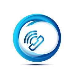 Old fashioned phone button, call center support icon