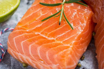 Raw Salmon Fillet with Aromatic Herbs and Spices