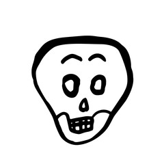 Cartoon doubting skull. Halloween vector illustration