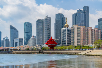 The skyline of the architectural landscape of Qingdao City Square