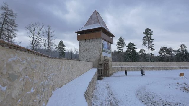 Exterior wall and the Archers' Tower at Rasnov Citadel 