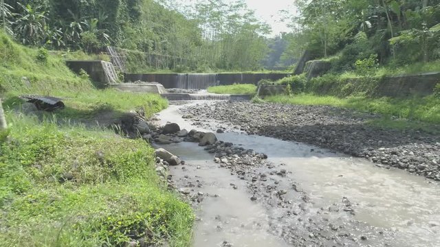 Kali Kuning river in Ledok Sambi village, Yogyakarta, Indonesia. April 2018