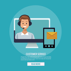 Online customer service banner concept vector illustration graphic design