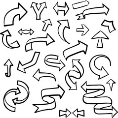 Set of black arrows isolated on white.