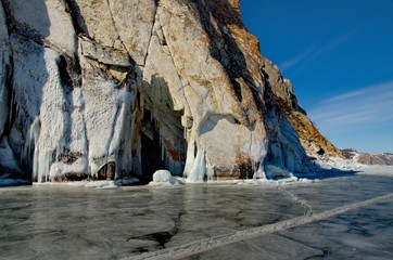 Russia. Eastern Siberia. The unique beauty of transparent ice of lake Baikal.